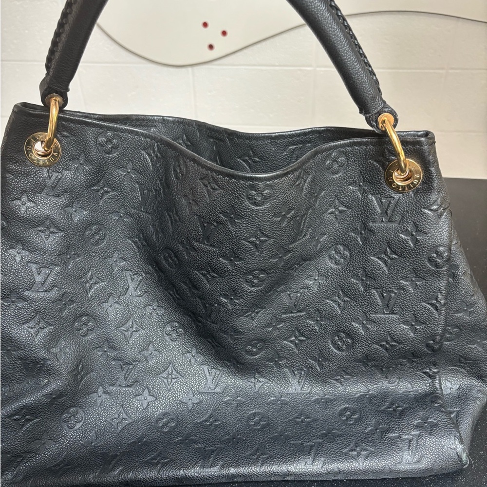 Louis Vuitton Black Shoulder Bag with Gold Hardware